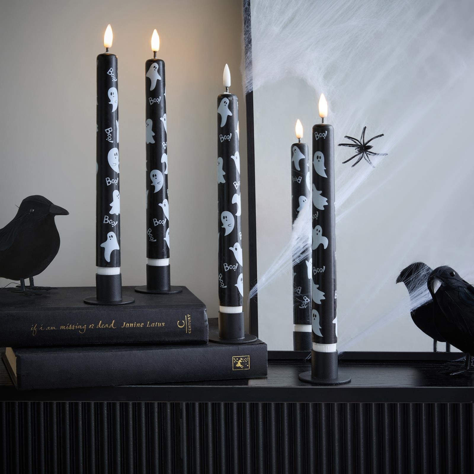 OHS 4 Pack LED Ghost Dinner Candles - Mono