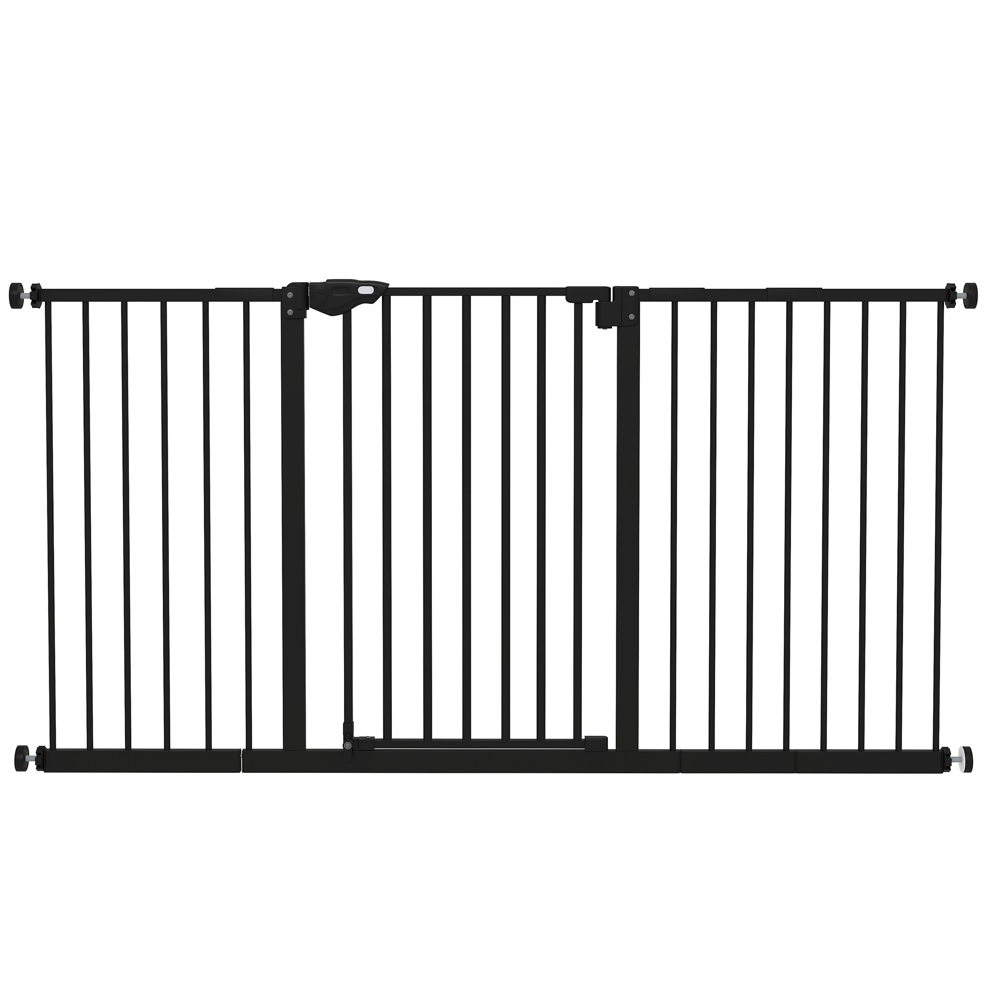 PawHut Pressure Mount 3-Extension Auto Closing Dog Gate - 74-148cm - Black