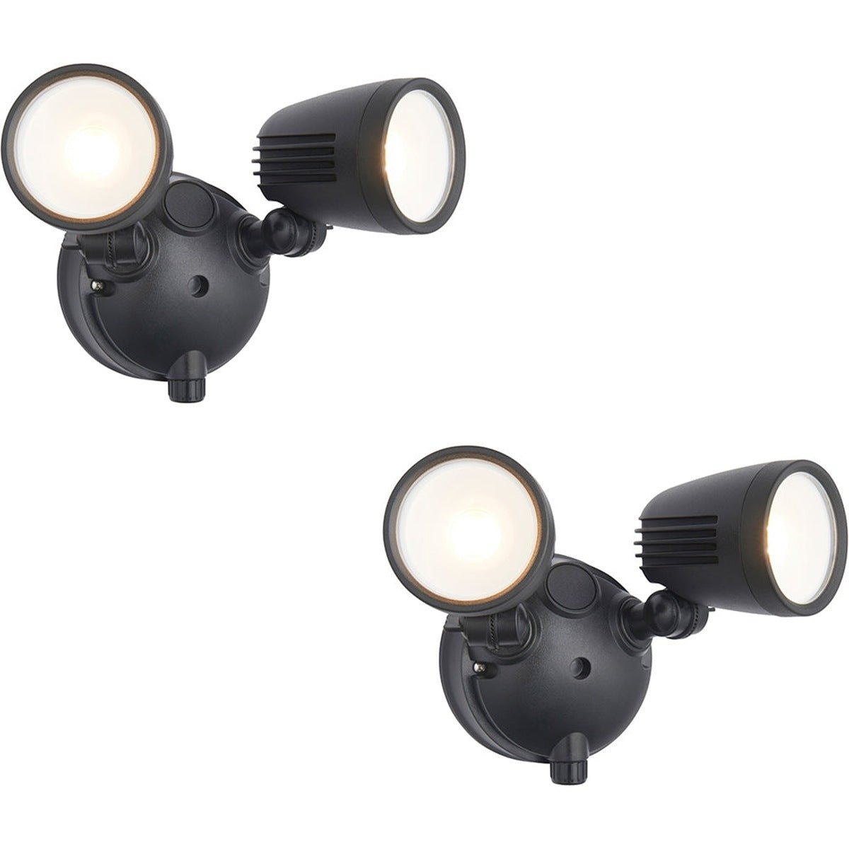 Loops Direct Pack of 2 Twin 2 X 10W LED Outdoor Security Light - Matt Black