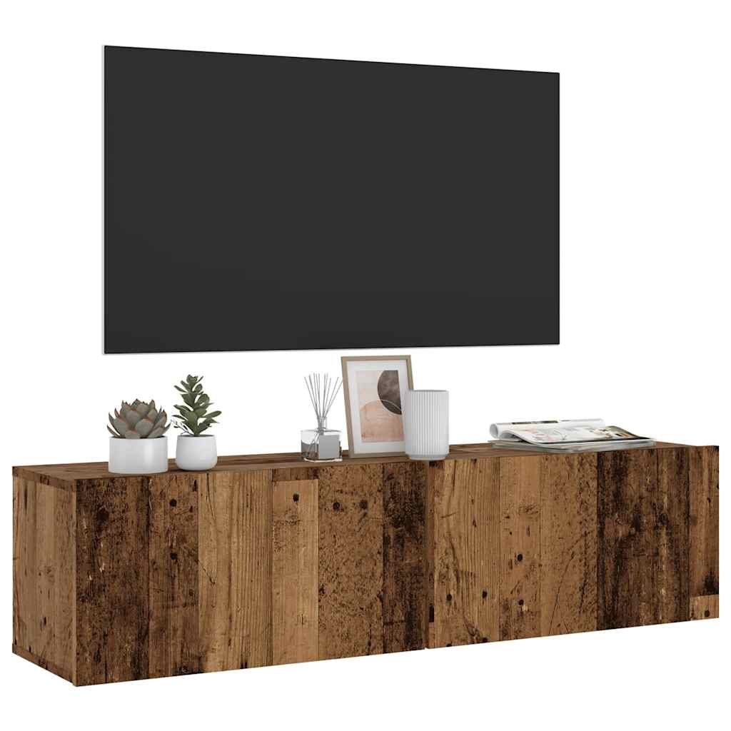 Walplus Engineered Wood Wall Mounted TV Cabinet - Dark Wood - 120 x 30 x 30 cm