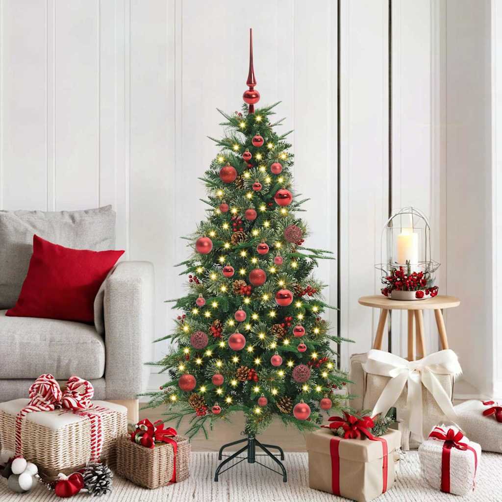 Walplus 150 LED Bulb Lights Hinged Artificial Christmas Tree - Green - 150 cm