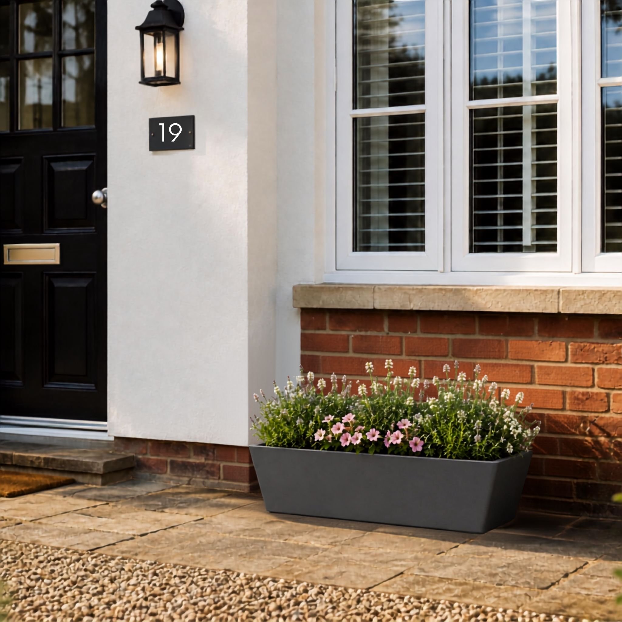 Fargro Home and Garden 23L Polystone Large Window Box Planter - Charcoal Black