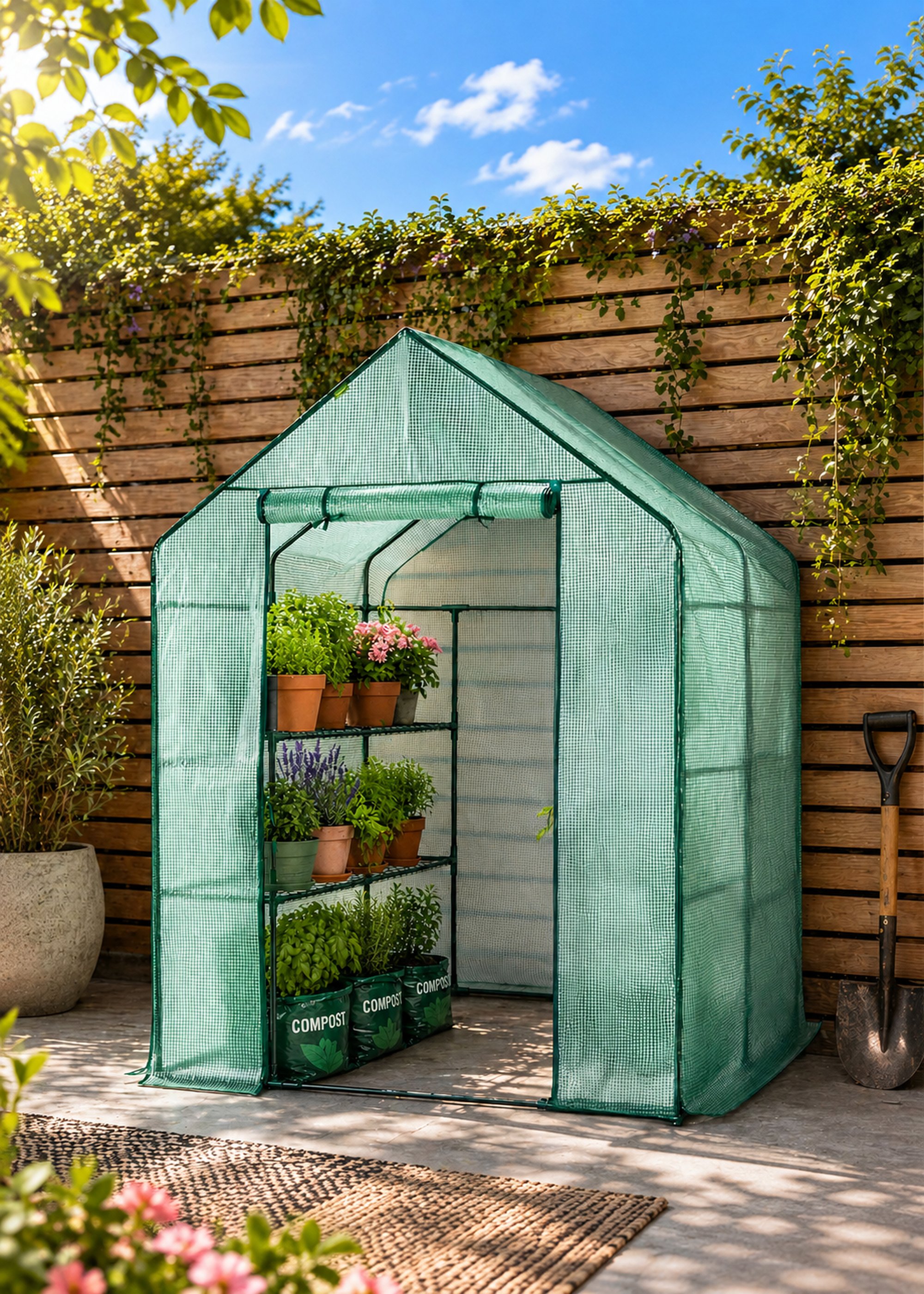 Neo 8 Tier Steel Shelving Heavy Duty Outdoor Walk In Greenhouse