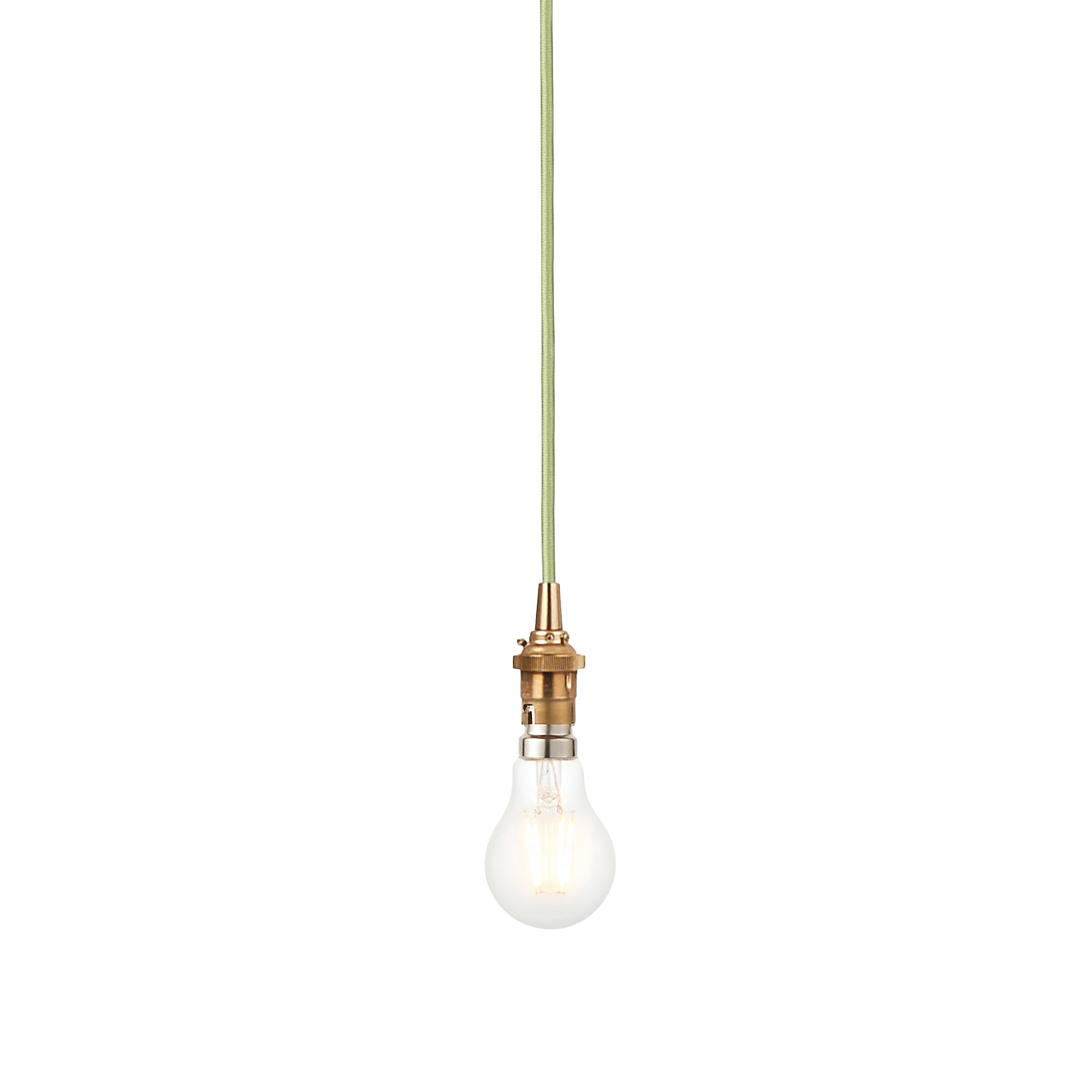 Loops Direct Brass Ceiling Pendant Light - Brushed Aged Brass and Green