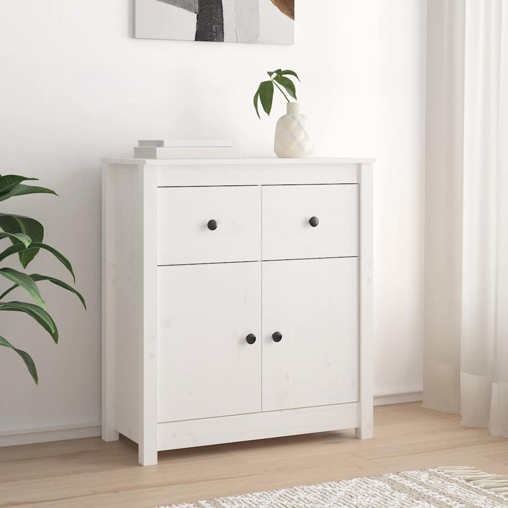 Walplus Solid Pine Sideboard - White - 70 x 35 x 80 cm