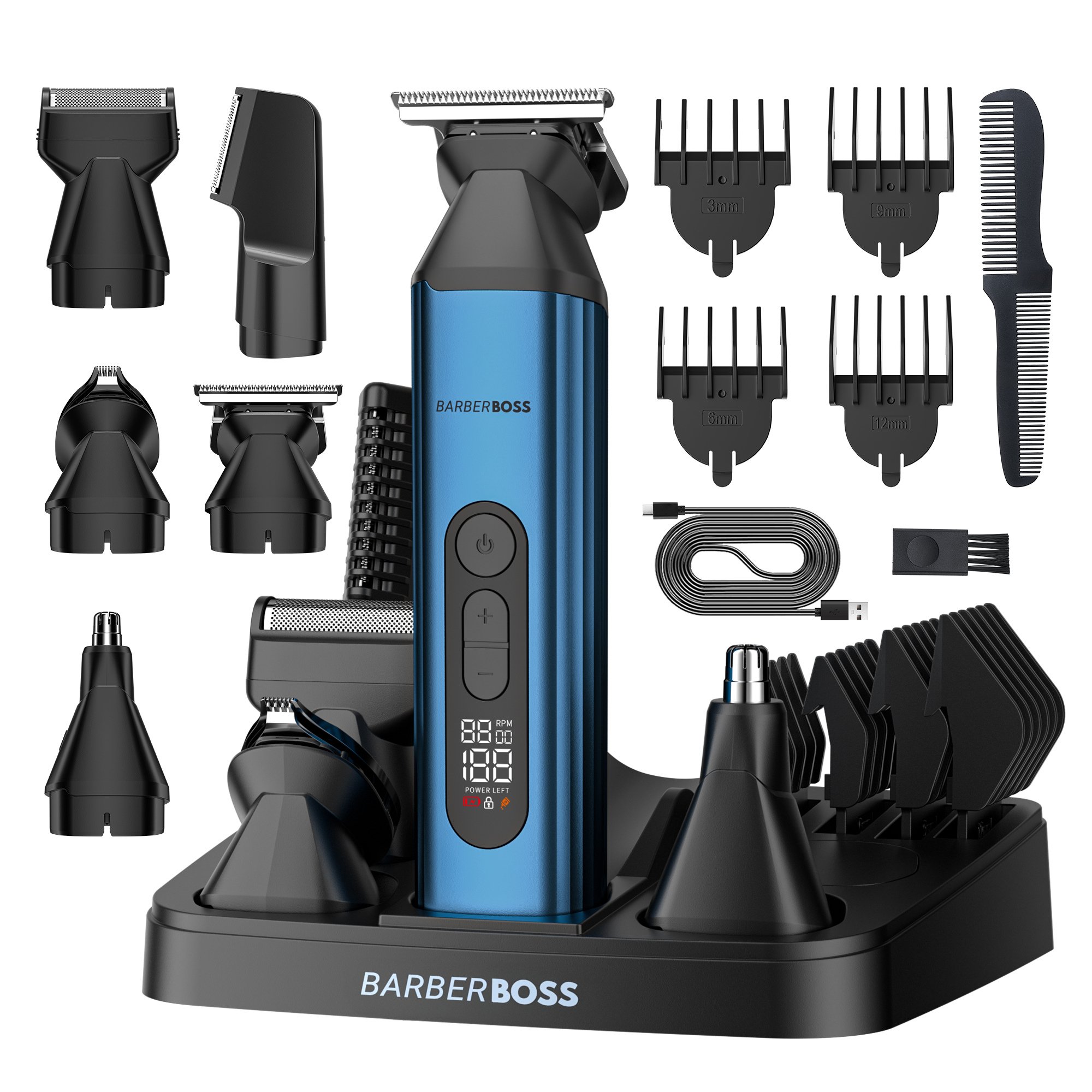 BarberBoss 5-in-1 Beard, Hair, Body, Nose & Ear Men's Grooming Kit