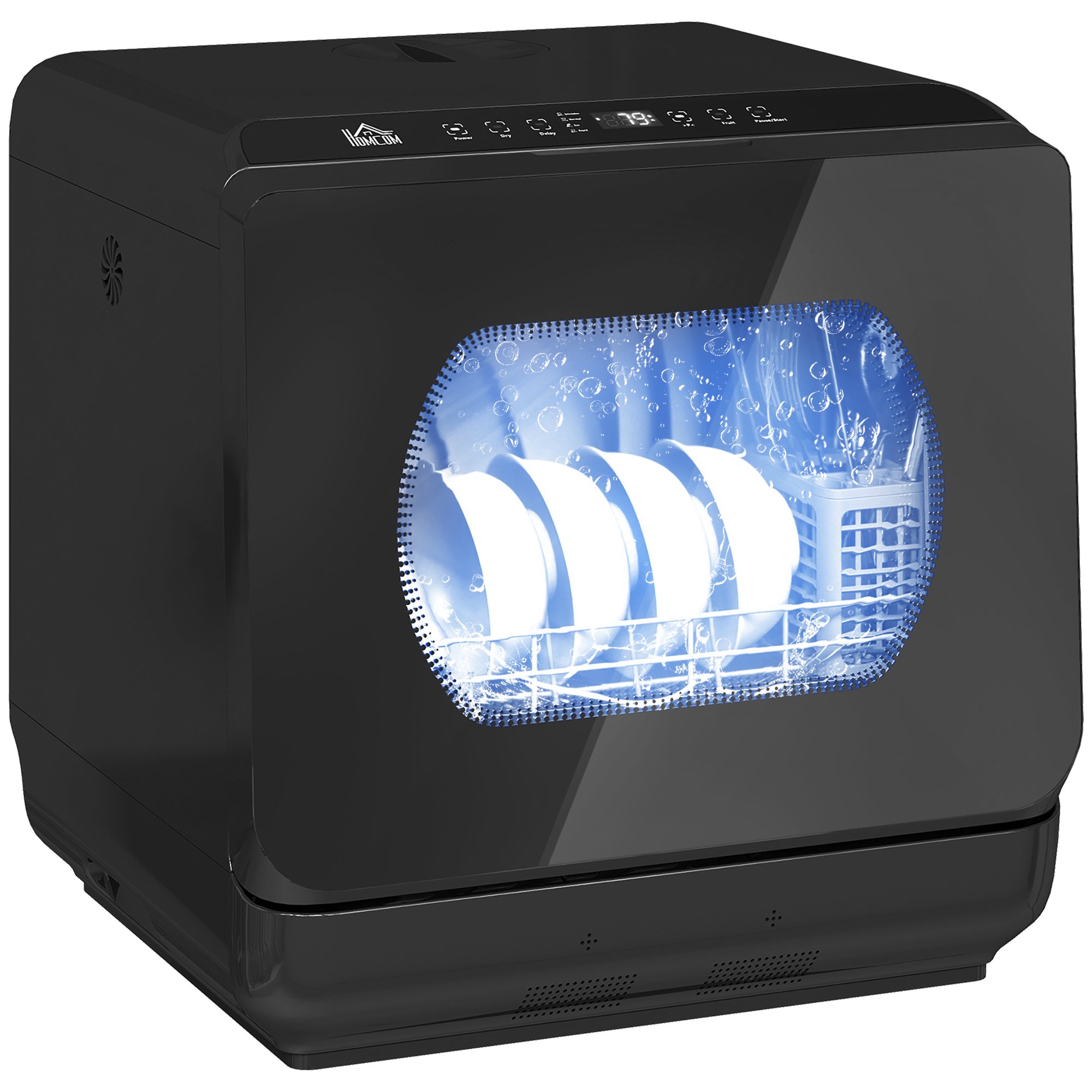 HOMCOM Mini Countertop Dishwasher with 6 Programs - Black