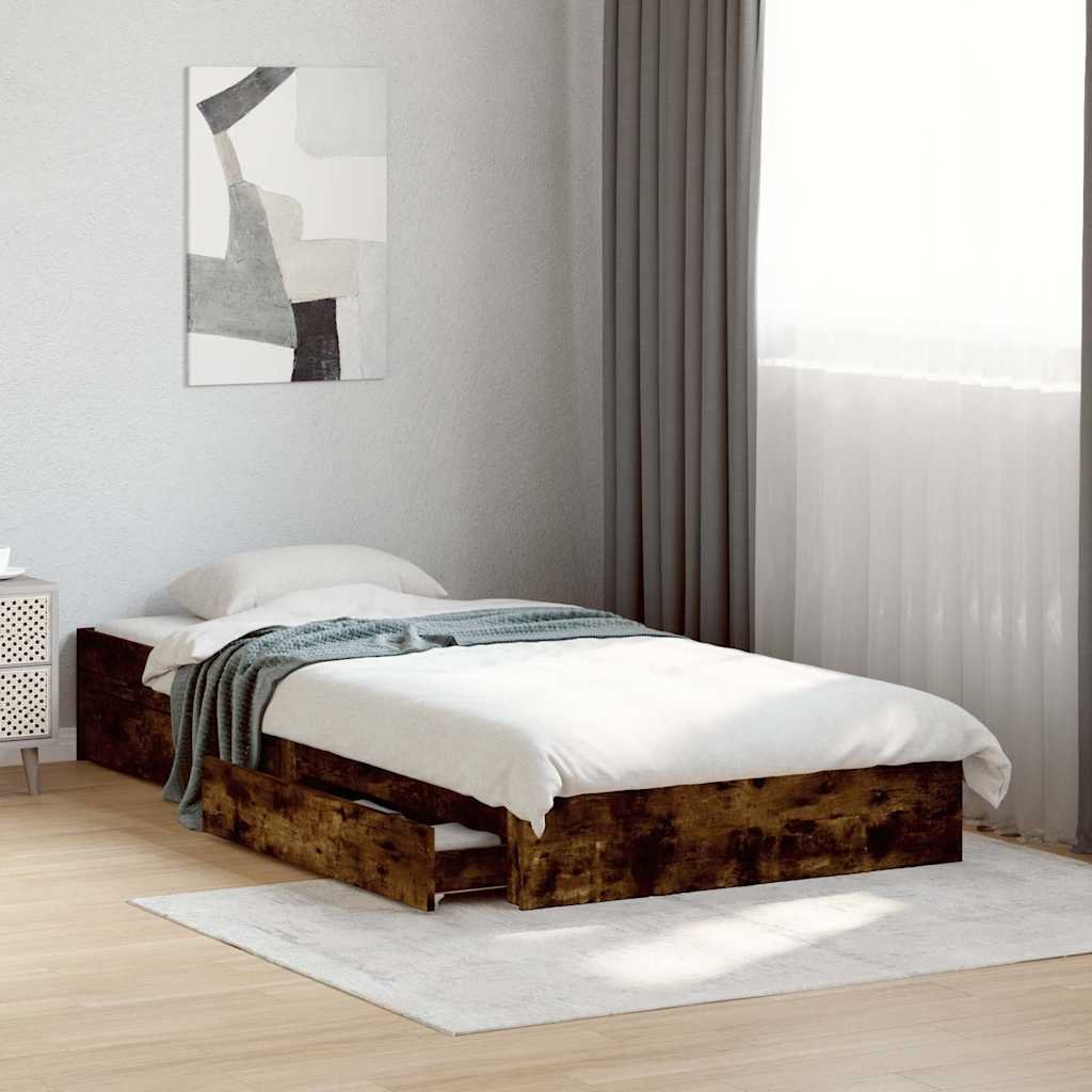 Walplus Solid Pine Small Single Bed Frame Sprung Base - White