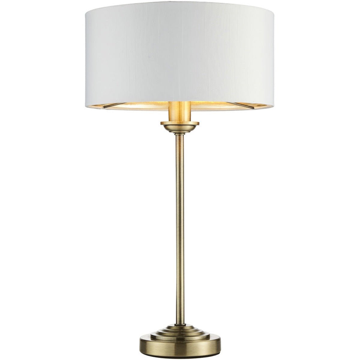 Loops Direct Steel and Fabric LED Table Lamp - Antique Brass