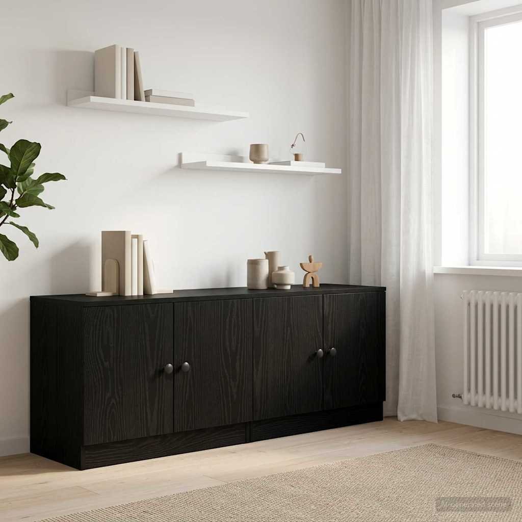 Walplus Pack of 2 Engineered Wood Bedside Cabinet - Black Oak - 66 x 35 x 48 cm