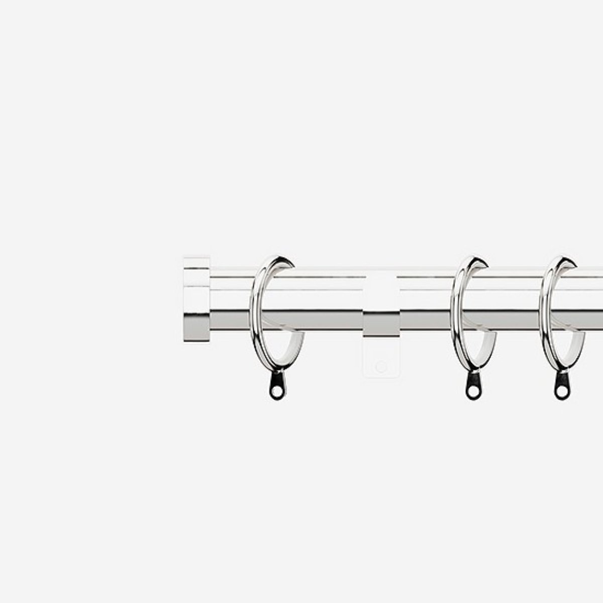 New Edge Blinds Polished Chrome 28mm Stud Fixed Metal Curtain Pole - 190cm