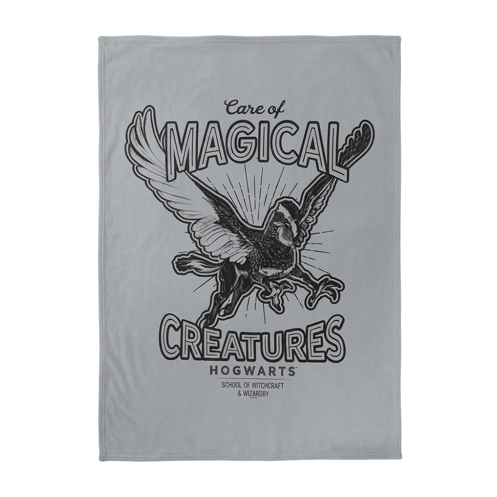 Harry Potter Care Of Magical Creatures Grey Blanket - 147cm x 91cm