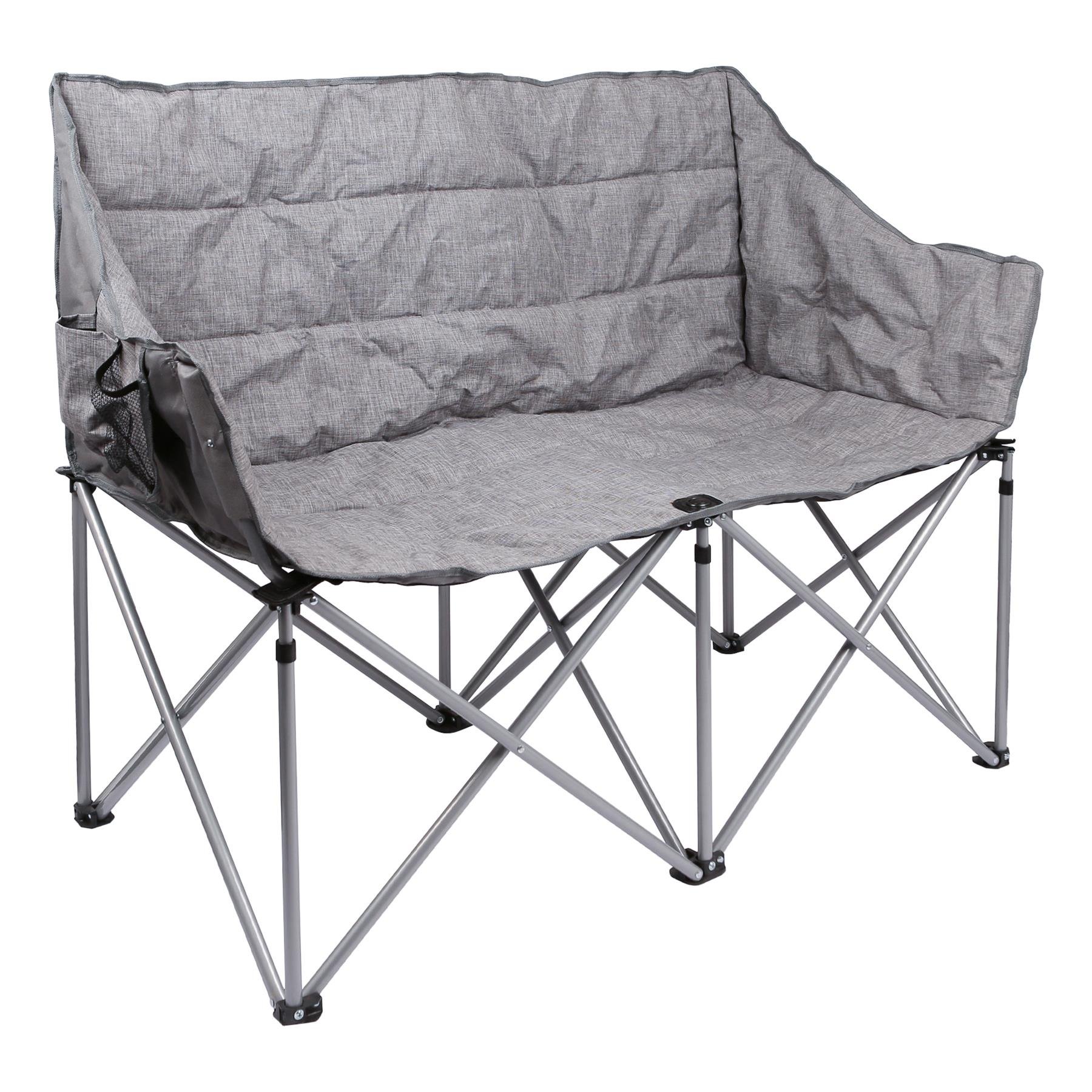 Harbour Housewares Padded Folding Double Camping Chair - Grey