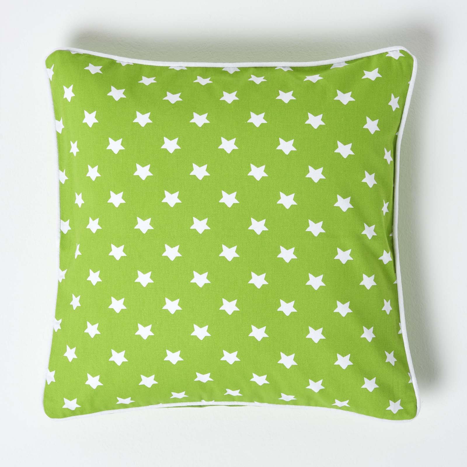 Homescapes Green Cotton Stars Cushion Cover - 45 x 45 cm