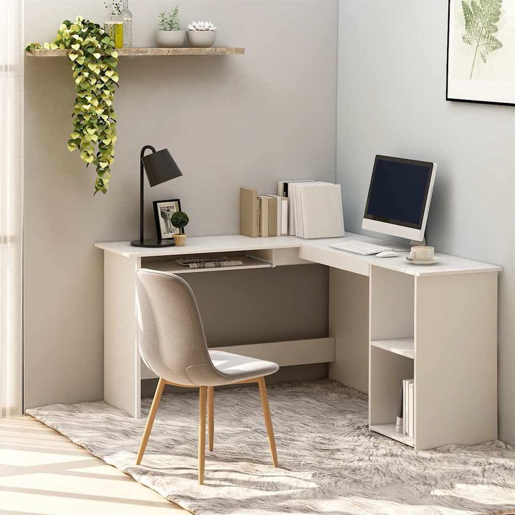 Walplus Wood Corner Desk - White - 120 x 140 x 75 cm