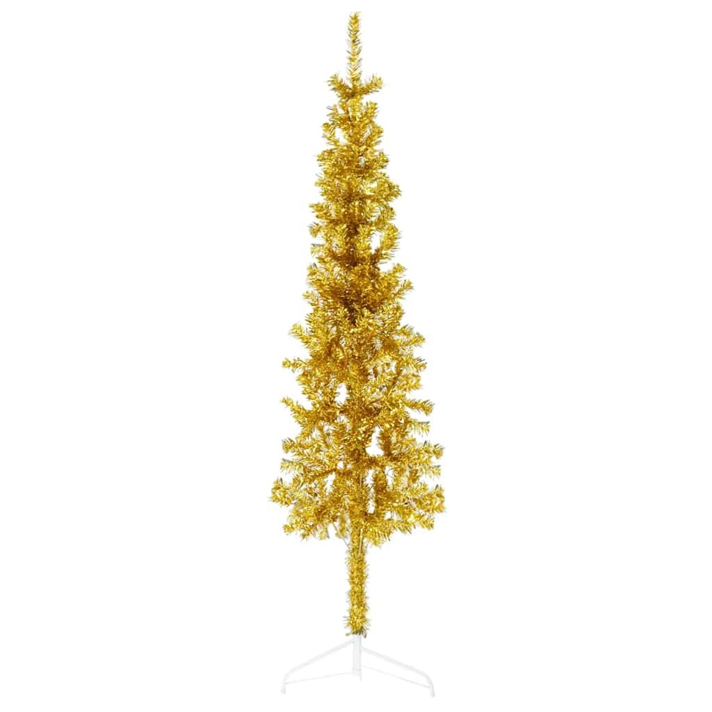 Walplus 176 Branch Tips Slim Half Artificial Christmas Tree - Gold - 150 cm