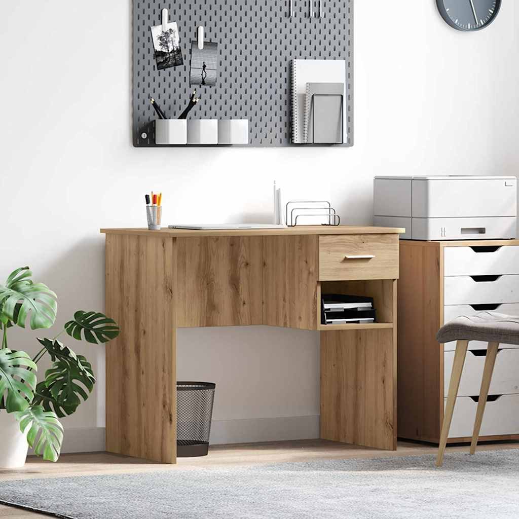 Walplus Engineered Wood Desk - Oak - 90 x 49 x 75 cm