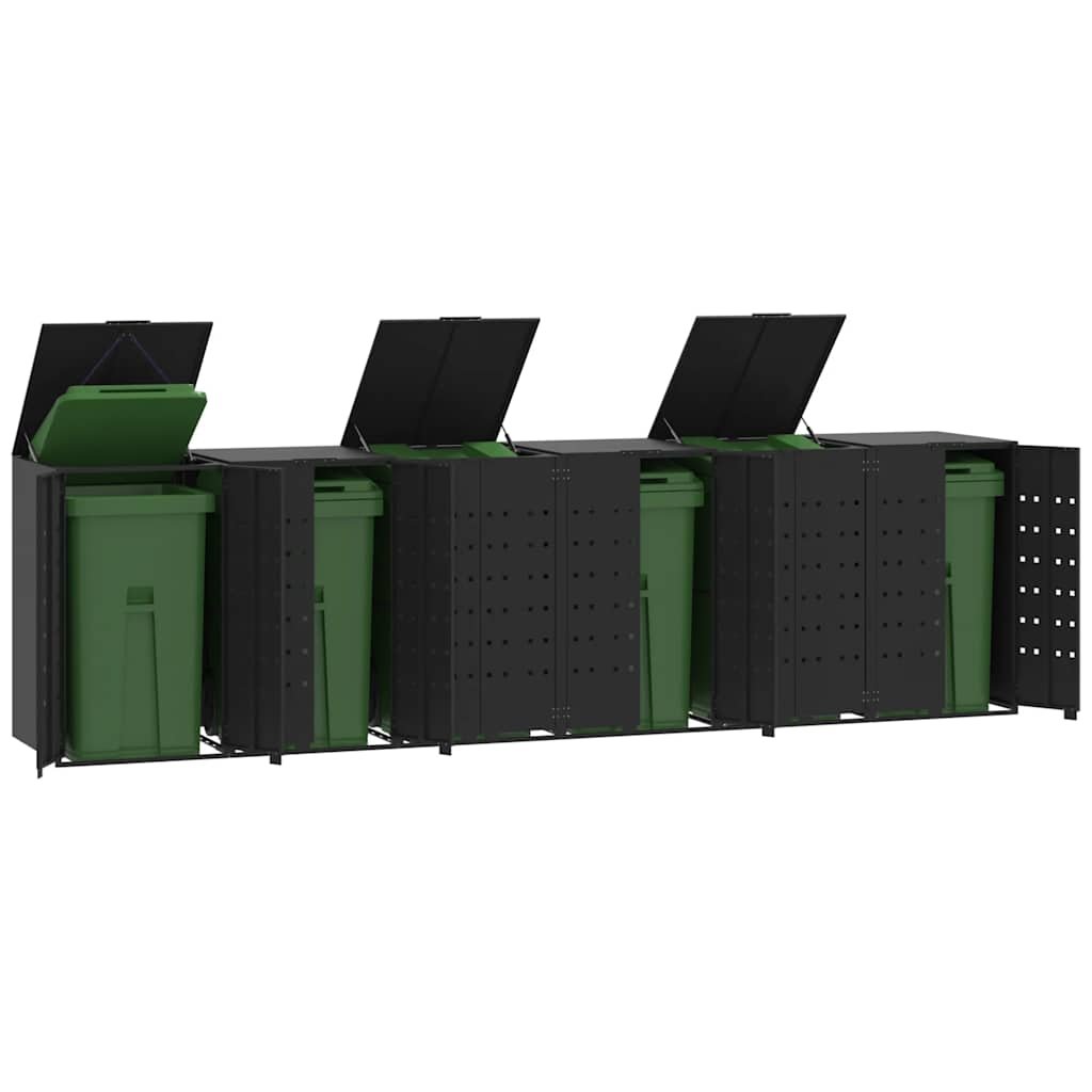 Walplus Steel Wheelie Bin Store - Black - 414 x 79 x 117 cm