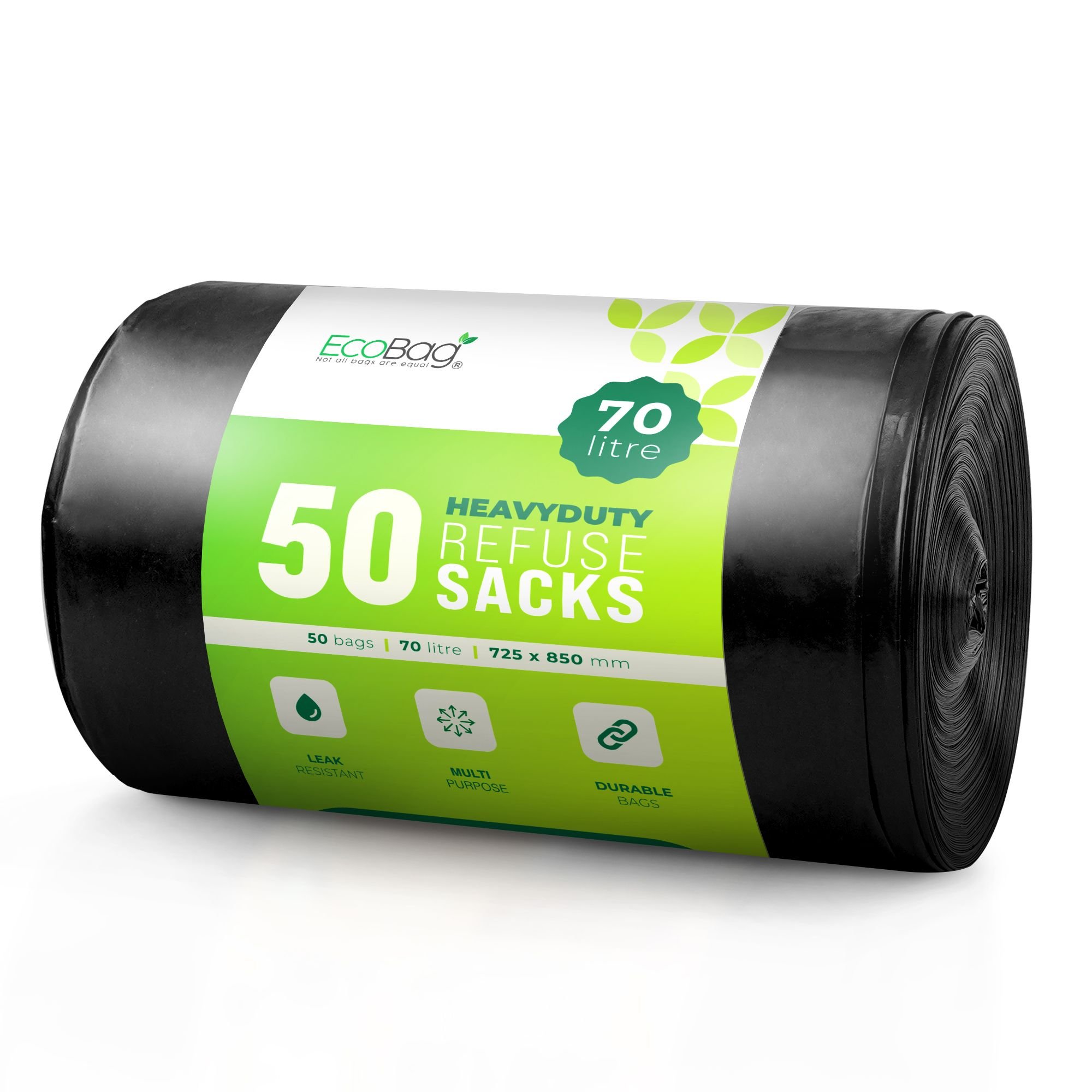 EcoBag 70L Heavy Duty Bin Bags - Pack of 50