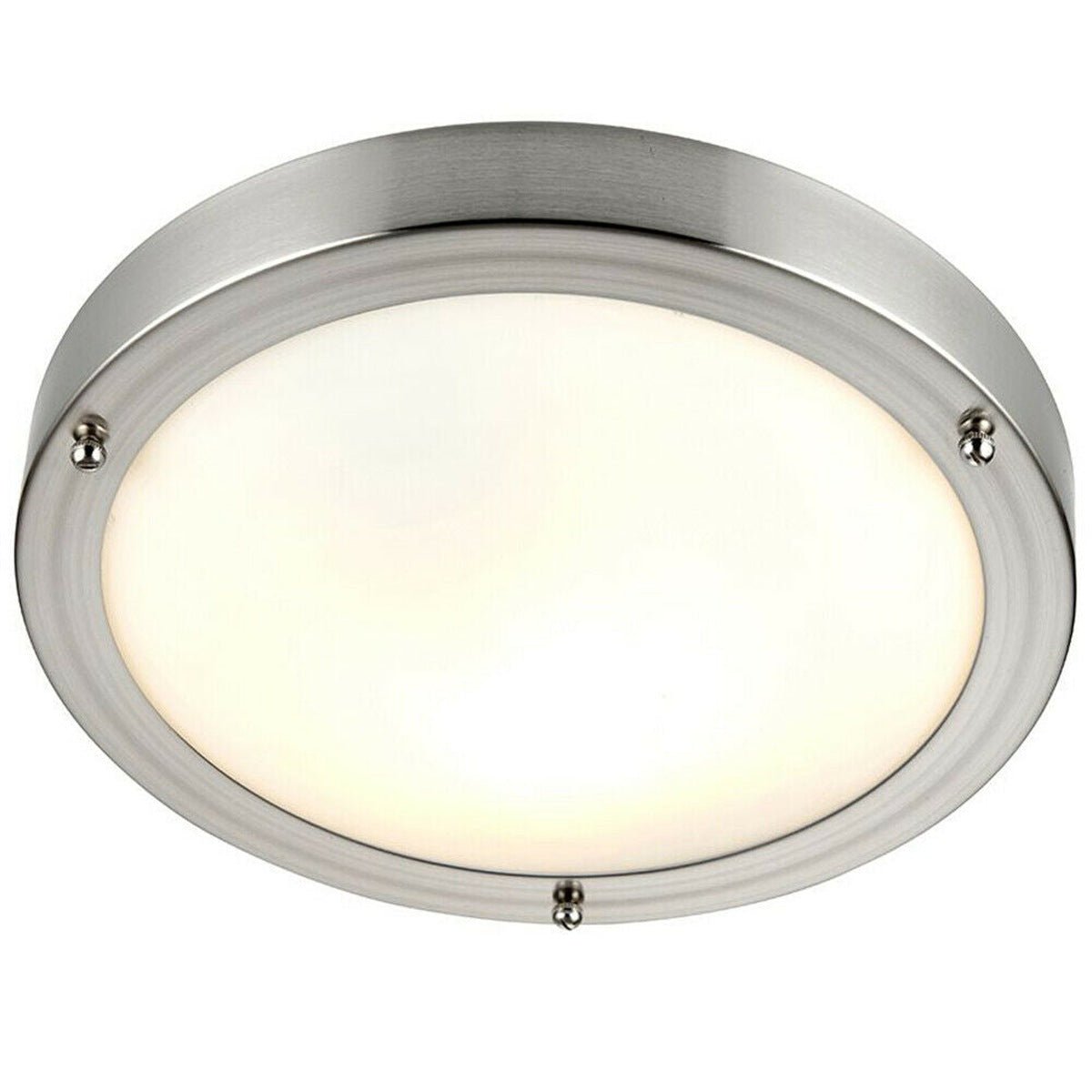 Loops Direct Steel and Glass Bulkhead Light - Satin Nickel