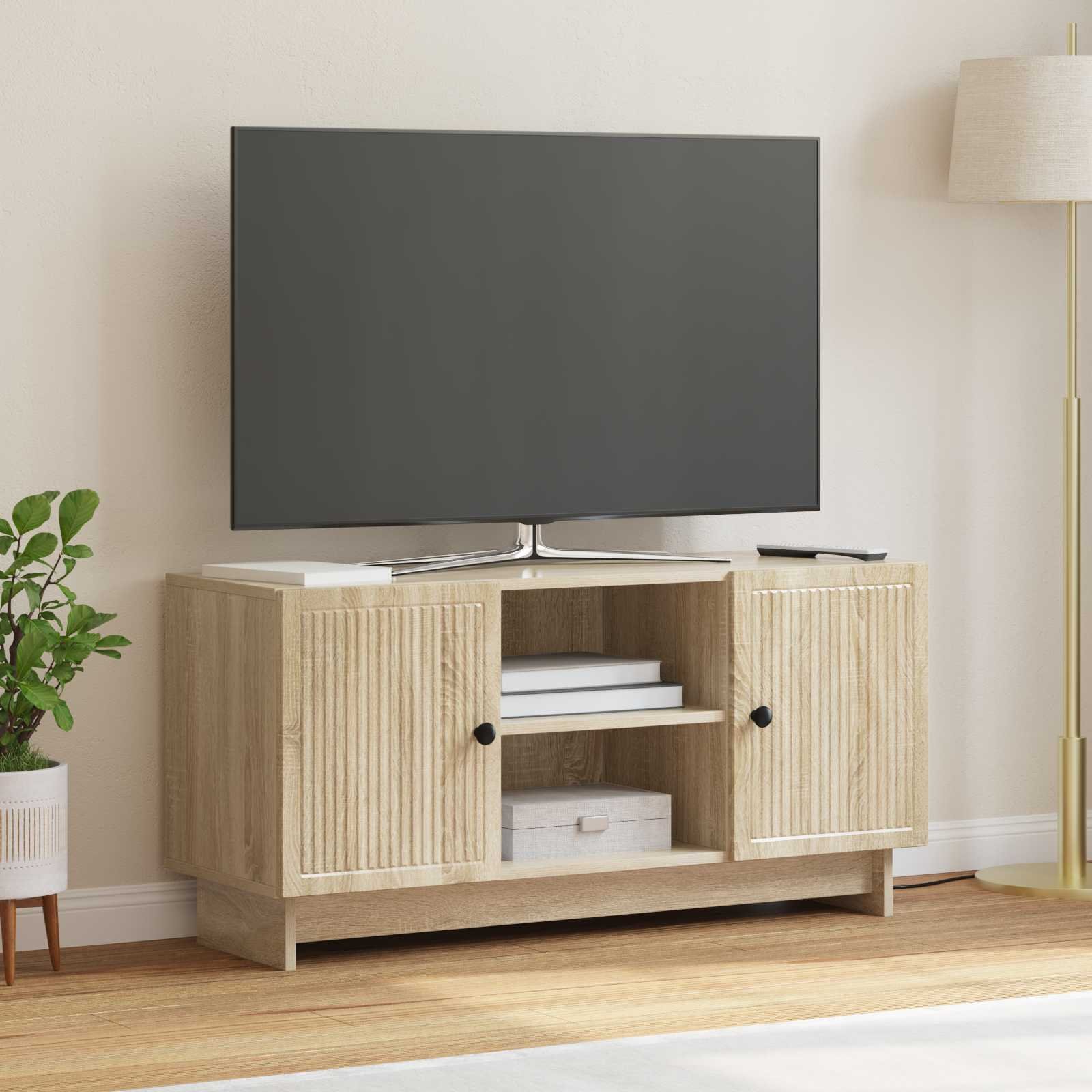 Walplus 2 Door Engineered Wood TV Cabinet - Sonoma Oak - 102 x 34.5 x 50 cm
