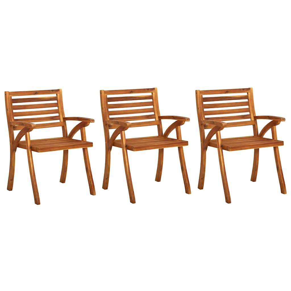 Walplus 3 Piece Solid Acacia Wood Garden Chairs - Brown - 59 x 59 x 87 cm