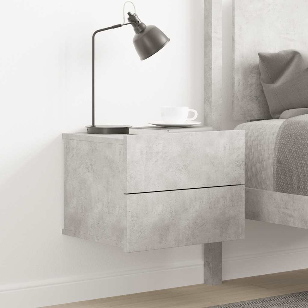 Walplus 2 Drawer Bedside Cabinet - Stone Grey - 40 x 30 x 30 cm