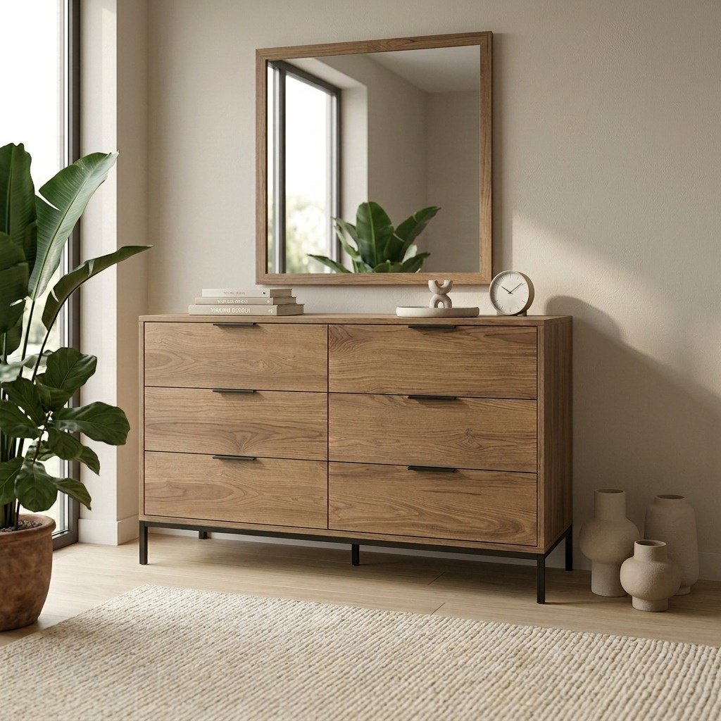 Decortie Mars 6 Drawer Wide Chest - Dark Oak