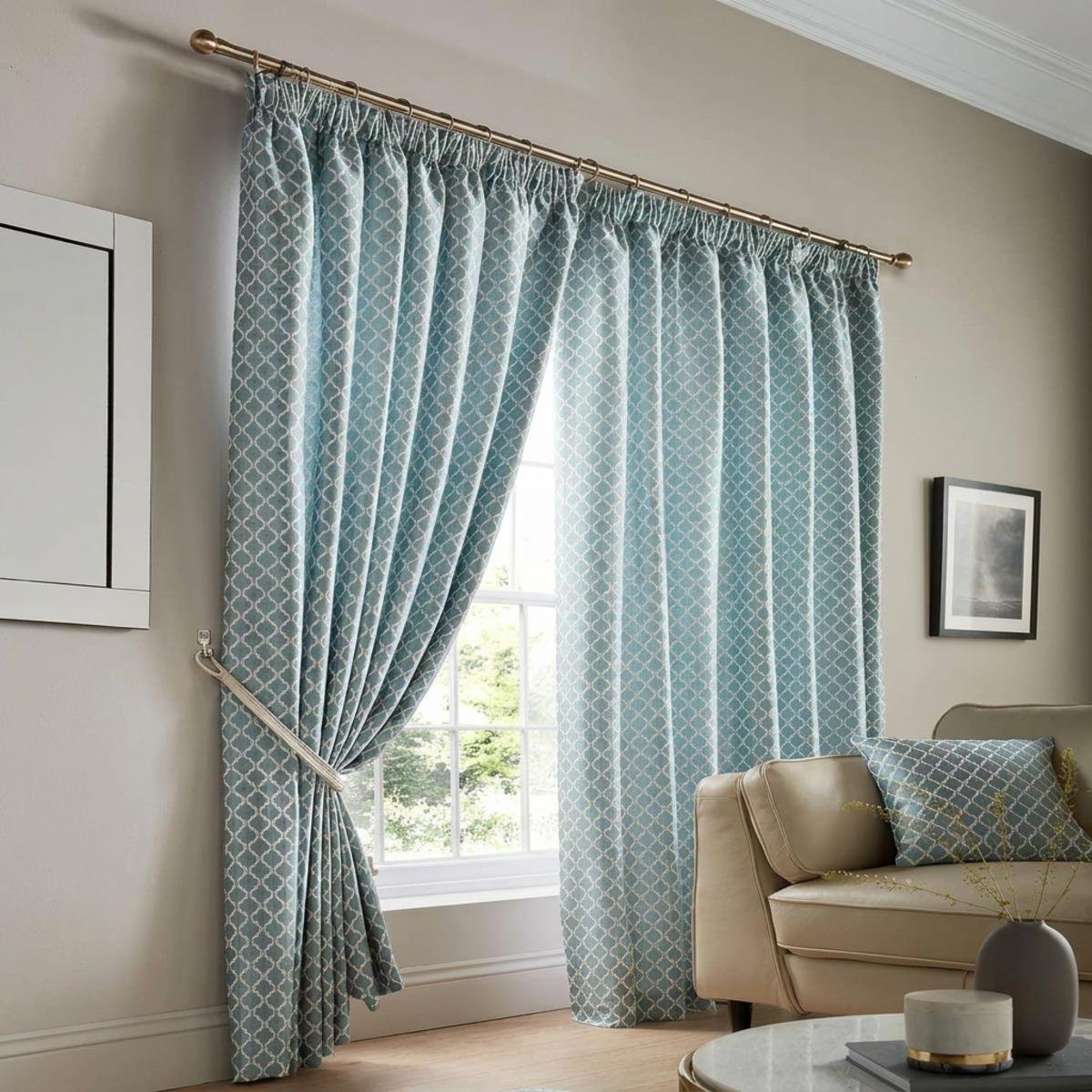 Alan Symonds Cotswold Pencil Pleat Curtains - Teal - 117 x 183cm
