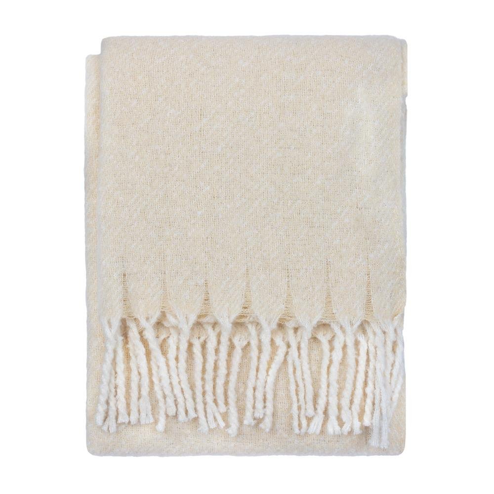 Wylder Isla Woven Tassel Cream Throw - 130cm x 180cm