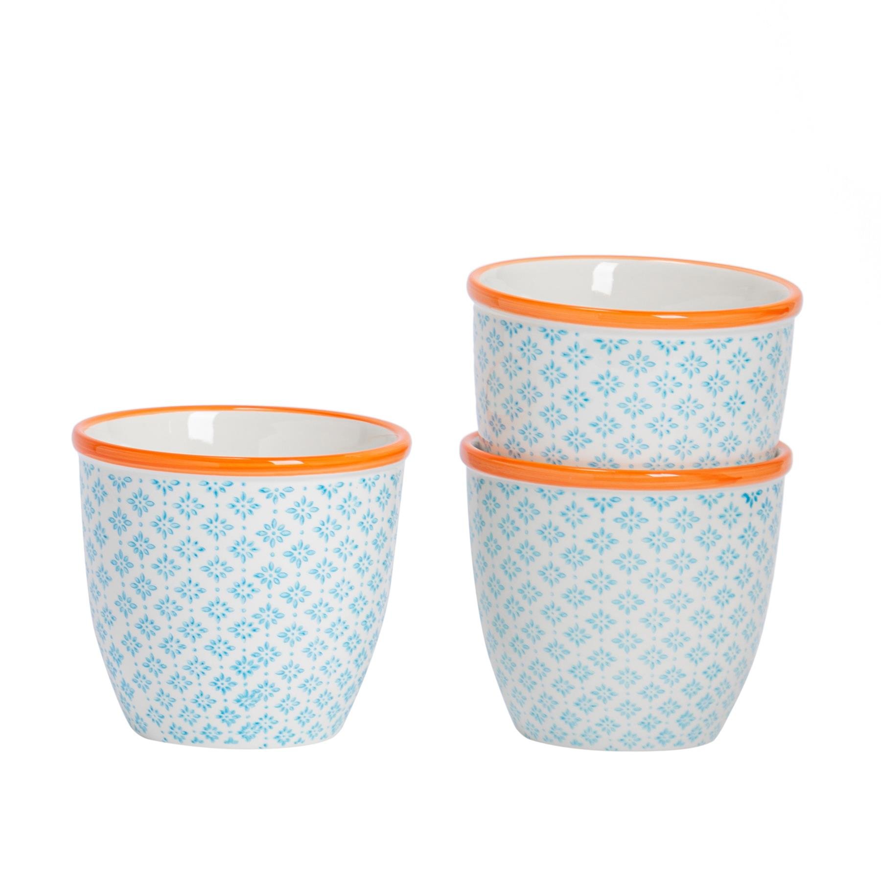 Nicola Spring Hand-Printed Plant Pots - Blue - Pack of 3