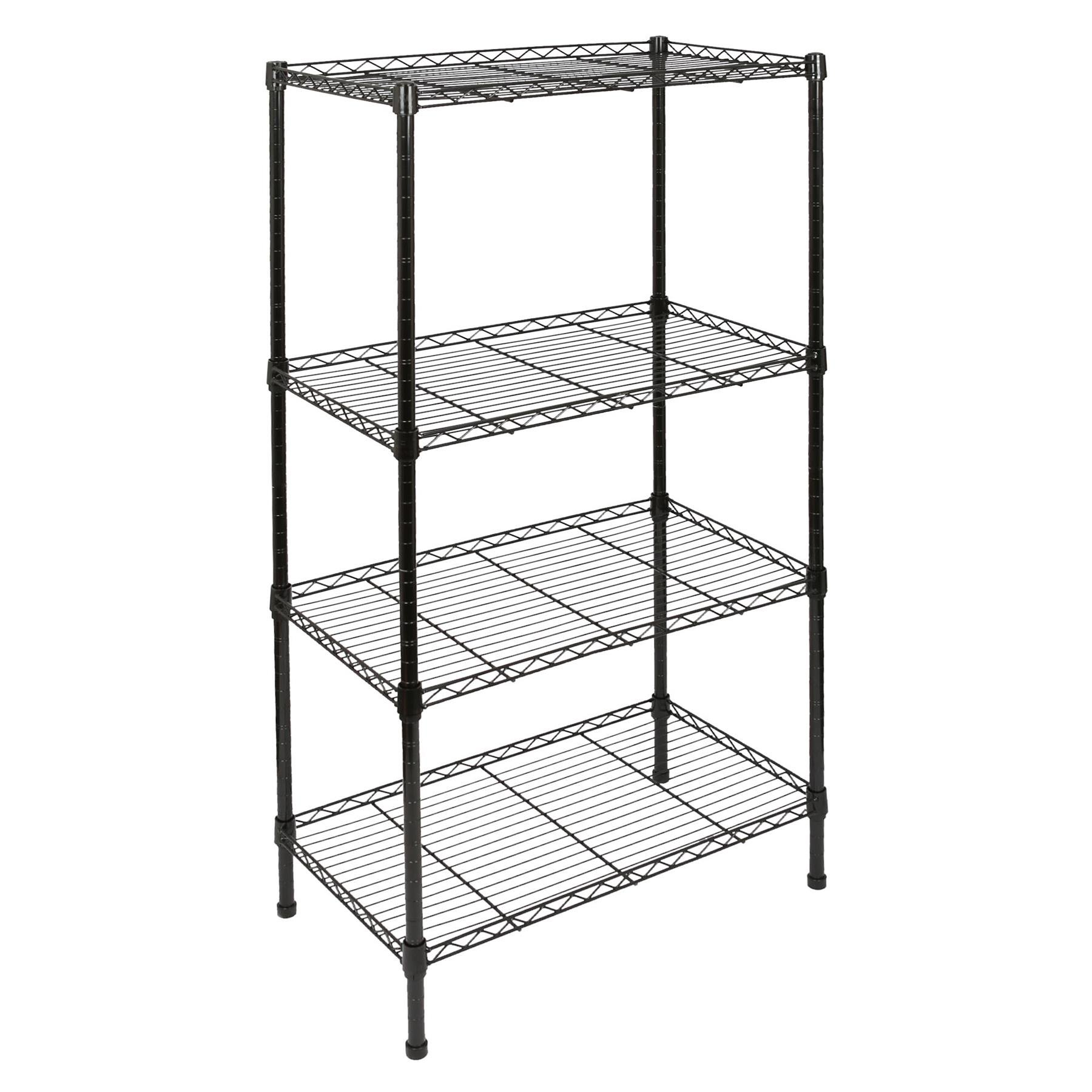 Harbour Housewares 4 Tier Adjustable Wire Shelving Unit - Black