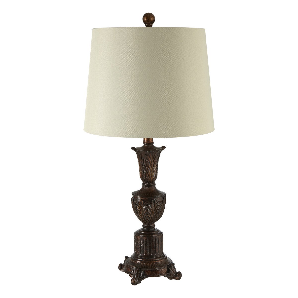 Orsina Pembroke Linen and Polystone Table Lamp – Brown