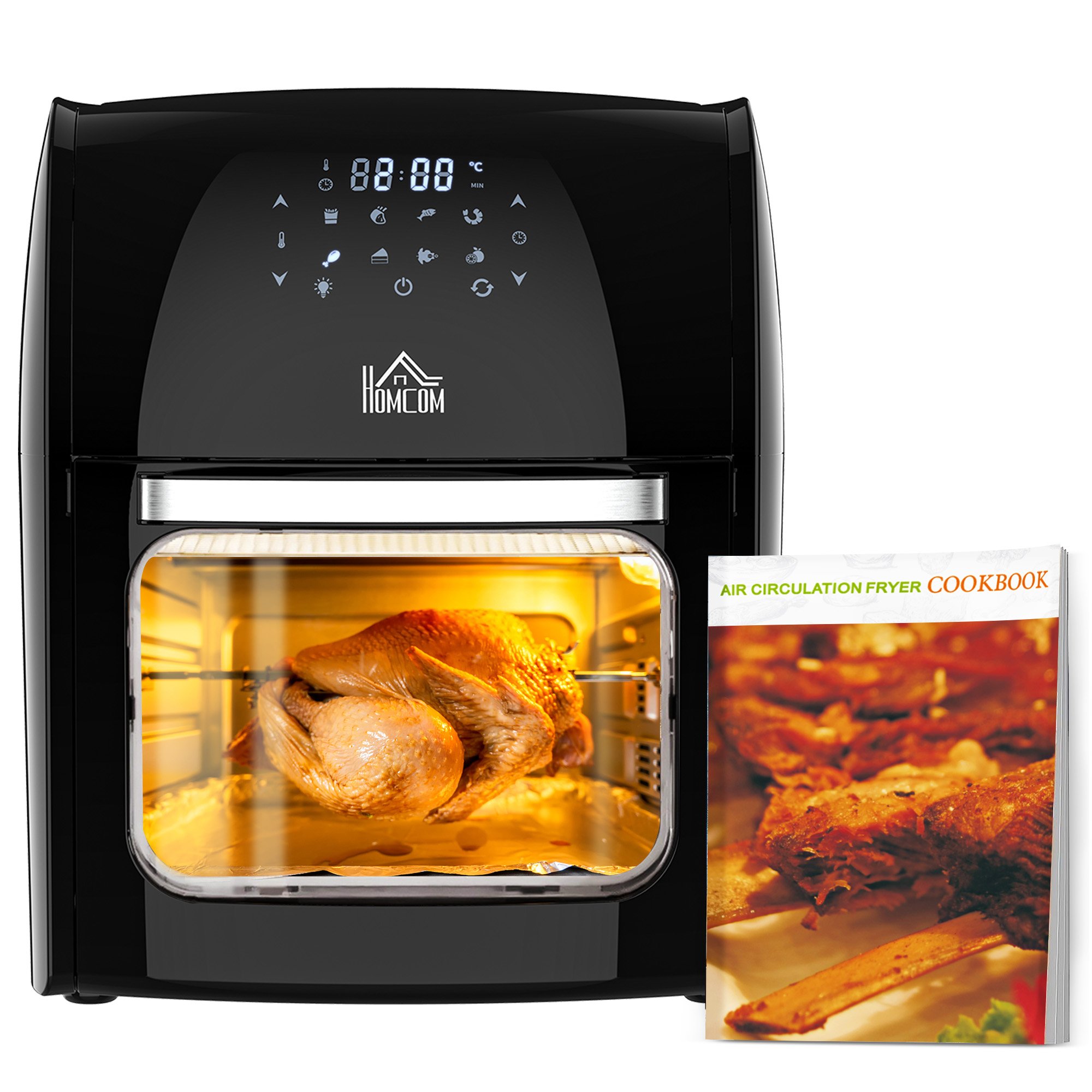 HOMCOM 12L 8 in 1 Digital Air Fryer Oven with Roast - Black