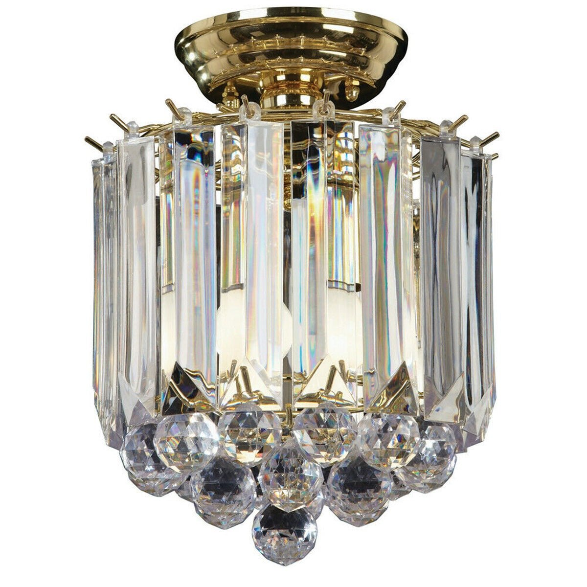 Loops Direct Fargo Steel and Acrylic Flush Ceiling Light - Brass and Acrylic