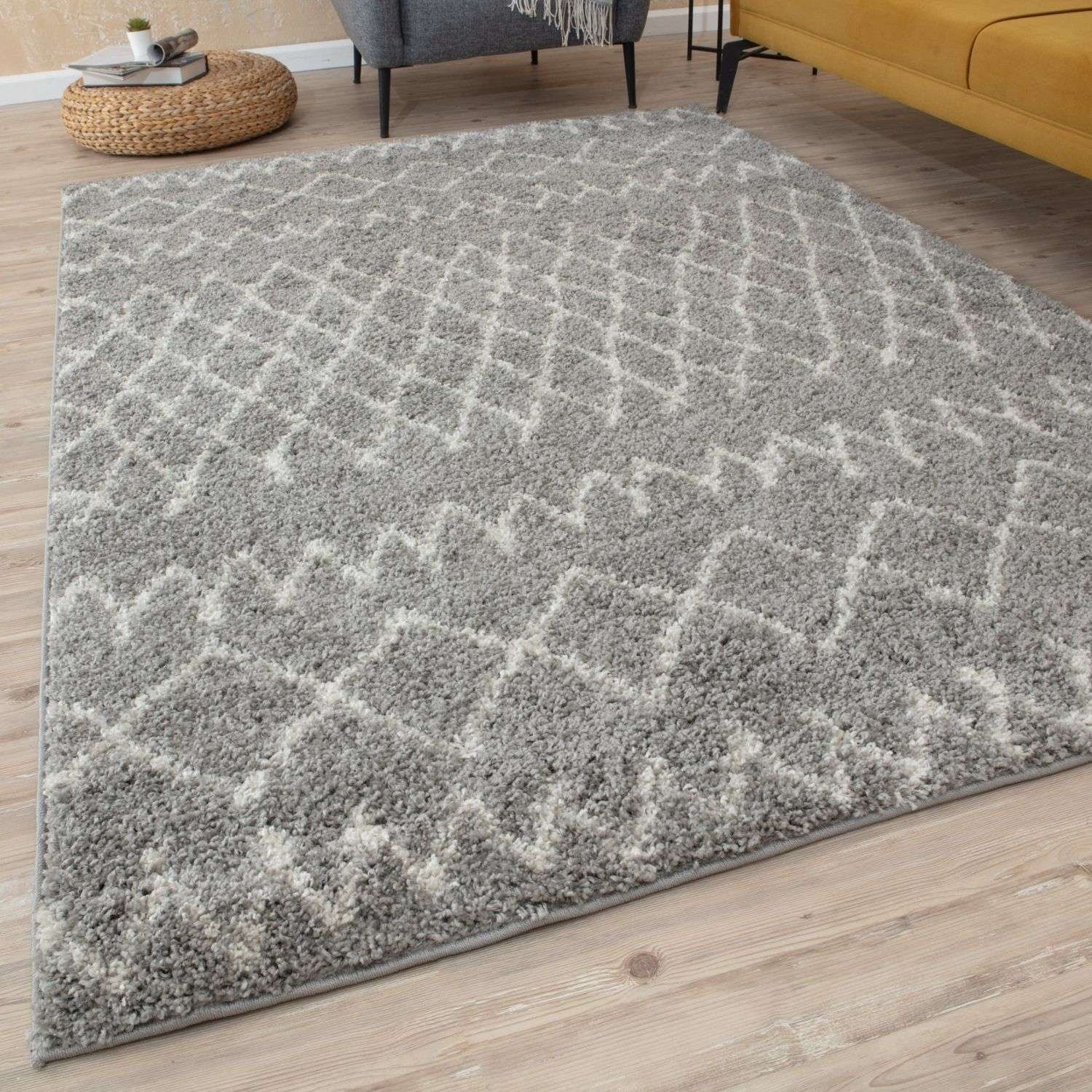 The Rugs Grey Moroccan Tangier Shaggy Rug - 60 x 110cm