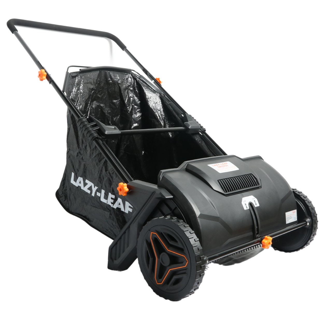 Lazy Tools 53cm 100L Bag Adjustable Height Push Along Garden Sweeper - Black