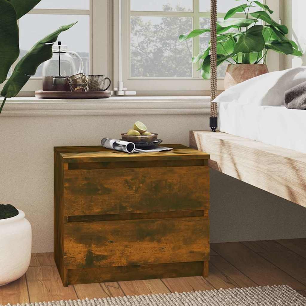 Walplus Pack of 2 Engineered Wood Bed Cabinet - Dark Oak - 50 x 39 x 43.5 cm