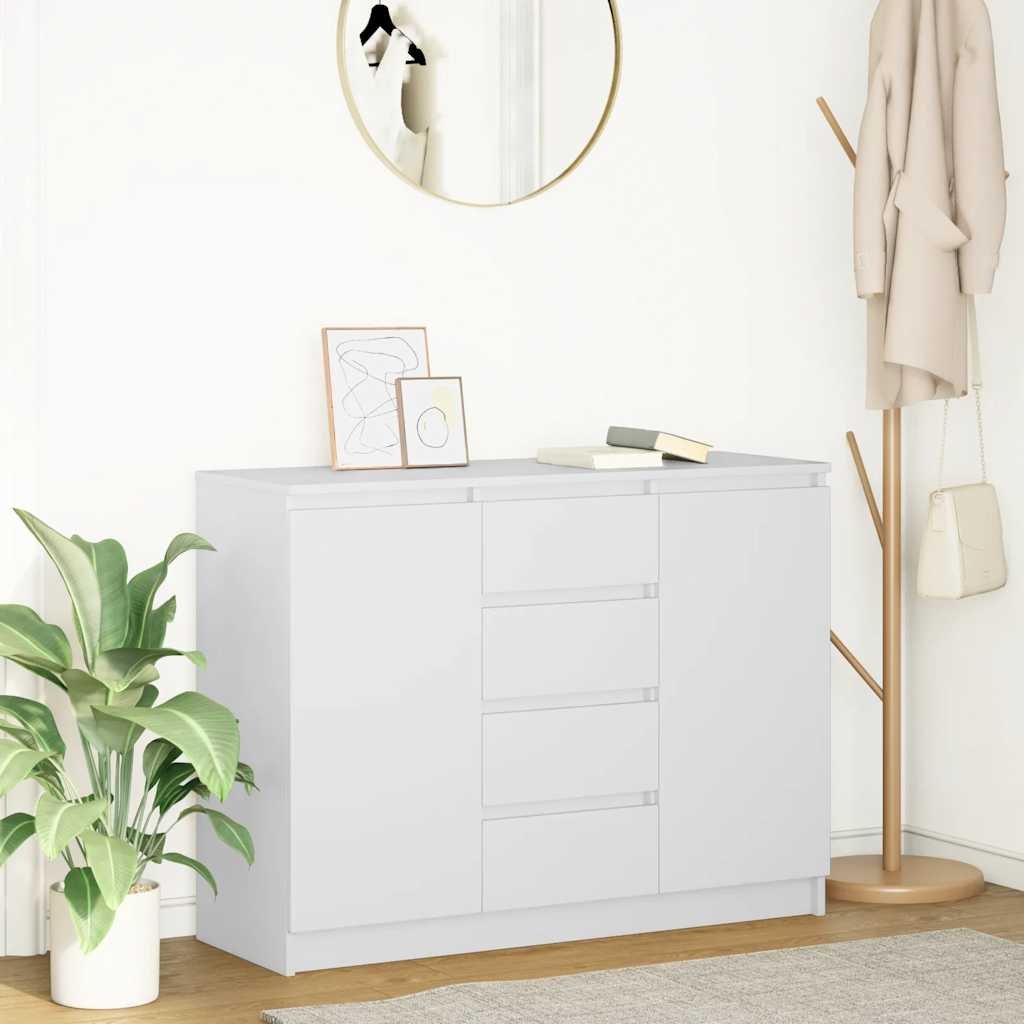 Walplus Engineered Wood Drawer Sideboard - White - 100.5 x 35 x 76 cm