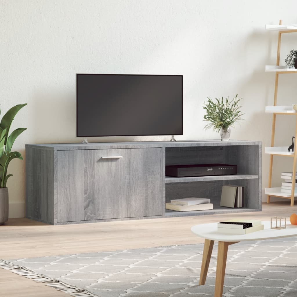 Walplus Engineered Wood TV Cabinet - Grey and Oak - 120 x 34 x 37 cm