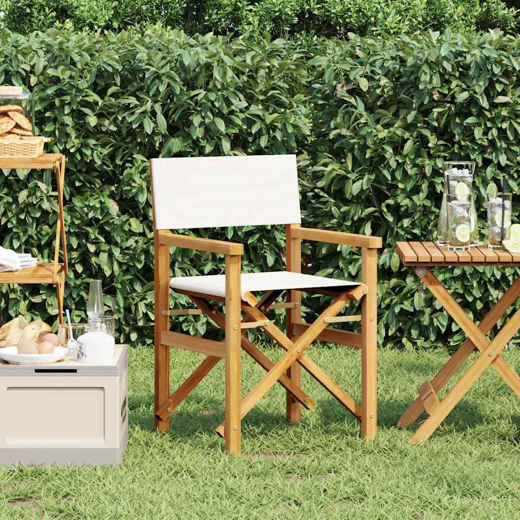 Walplus Wood Folding Directors Chair - Cream - 55 x 54 x 85 cm