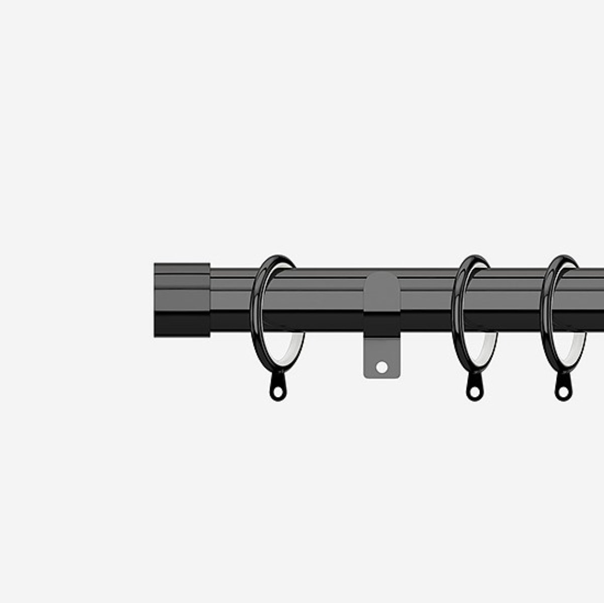 New Edge Blinds Black Nickel 28mm End Cap Fixed Metal Curtain Pole - 180cm