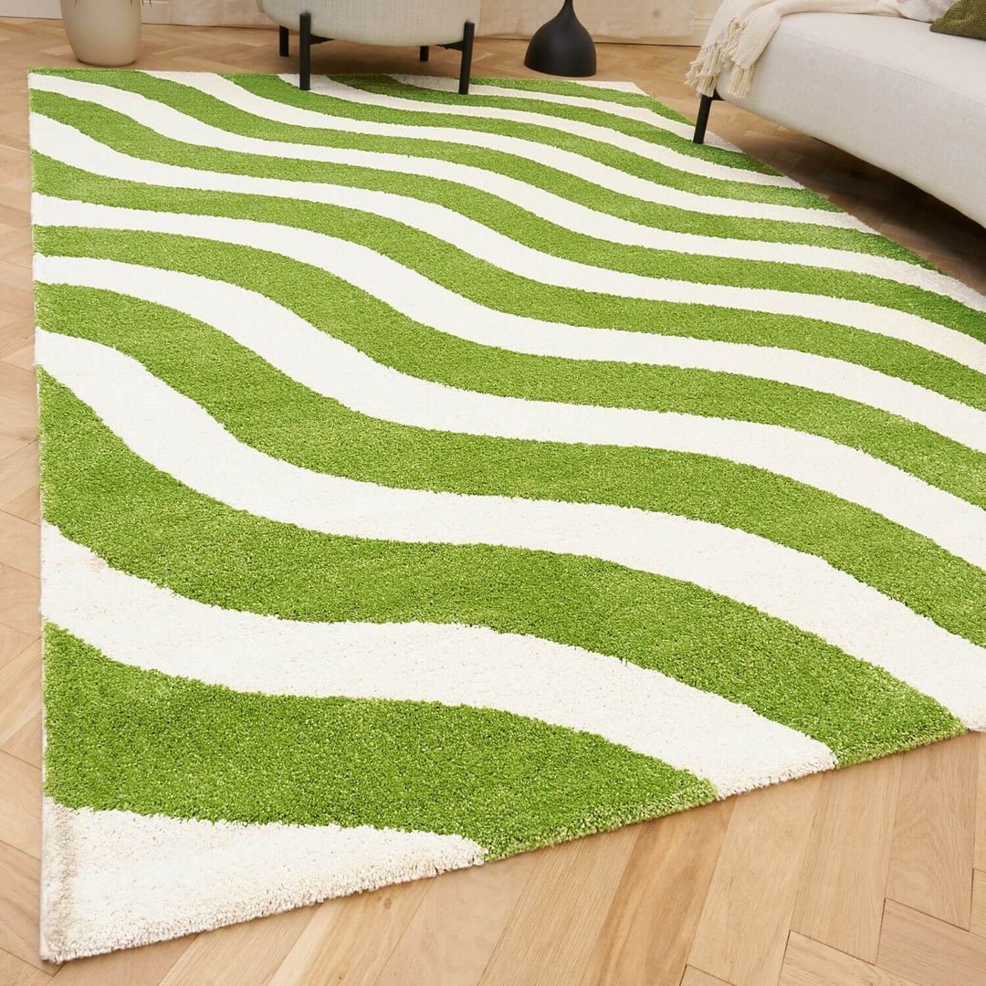 The Rugs Green and White Joli Wavy Rug - 80 x 150cm