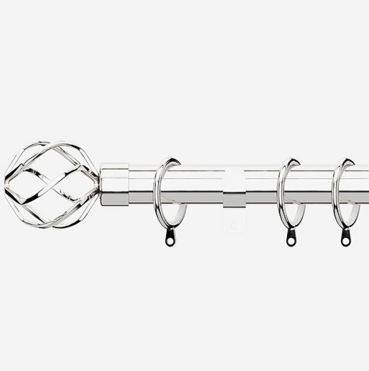 New Edge Blinds Polished Chrome 28mm Cage Fixed Metal Curtain Pole - 340cm
