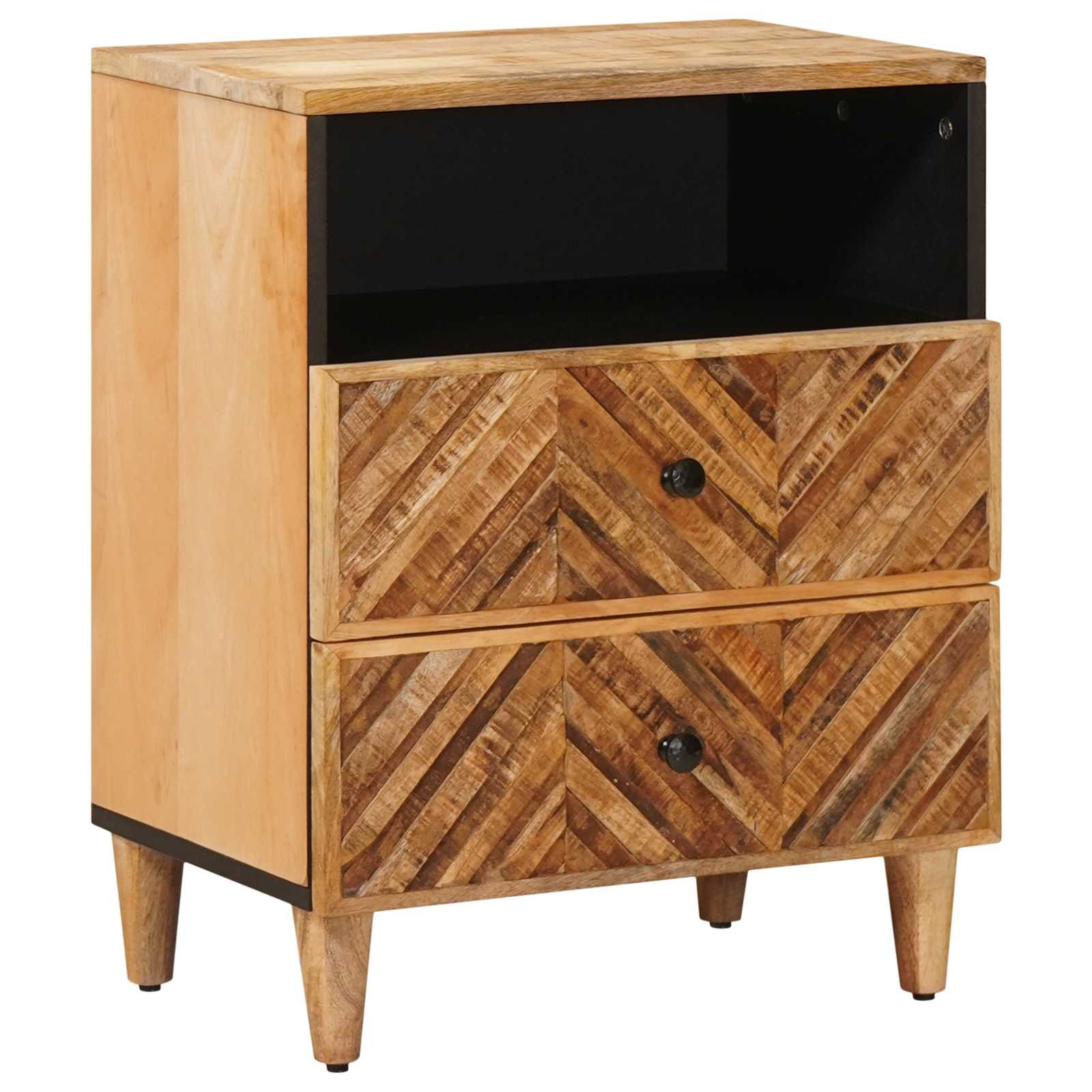 Walplus Solid Wood Bedside Cabinet Bedroom Storage - Brown - 50 x 33 x 60 cm