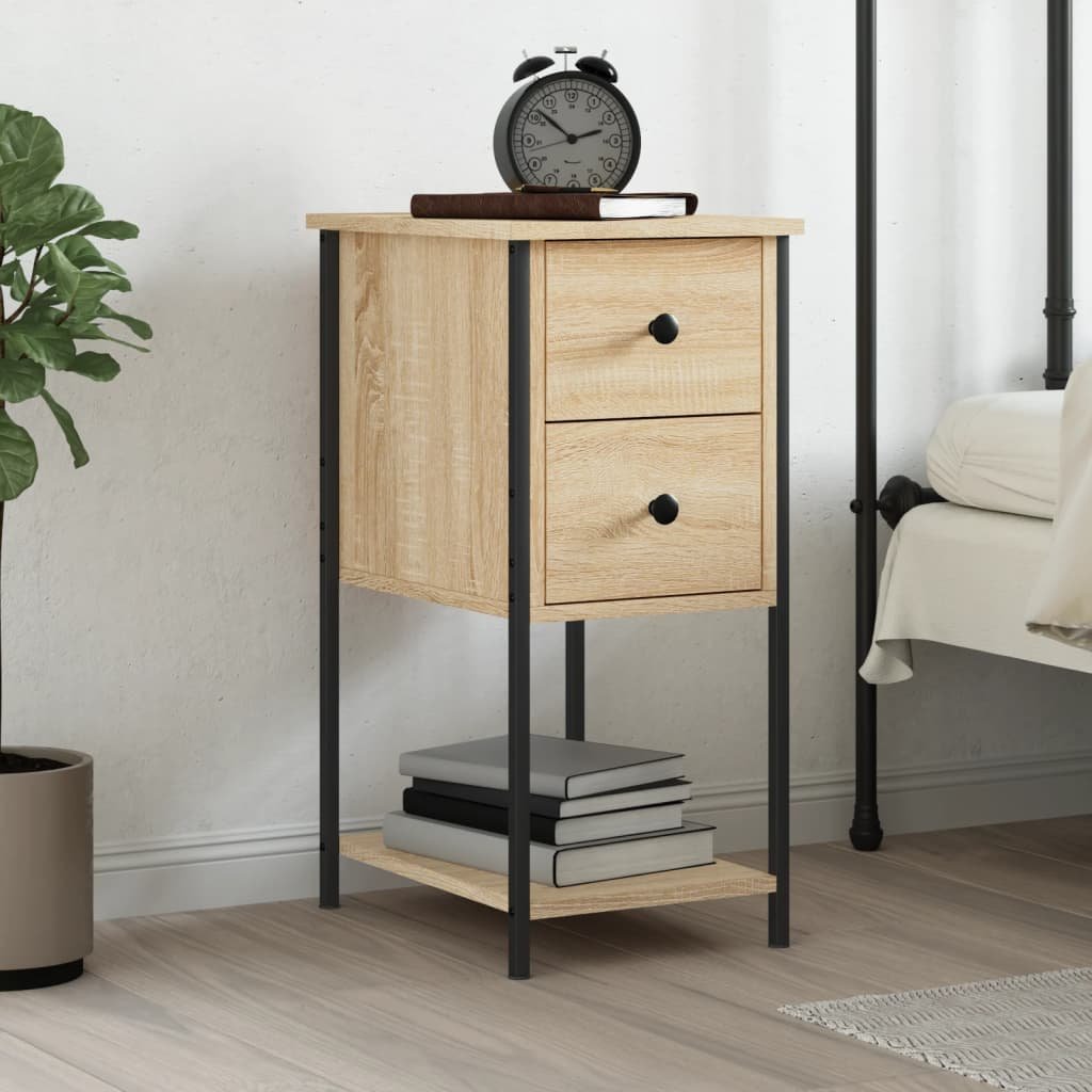 Walplus Engineered Wood Bedside Cabinet - Light Oak - 32 x 42 x 70 cm