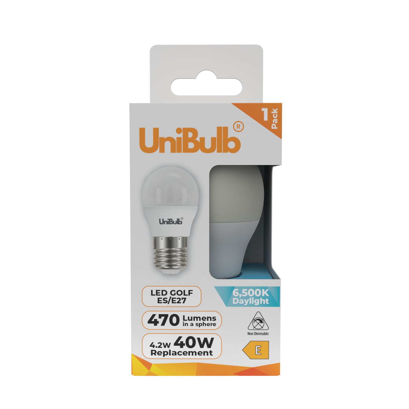 UniBulb 4.2W LED Daylight Golf Ball E27 Light Bulb