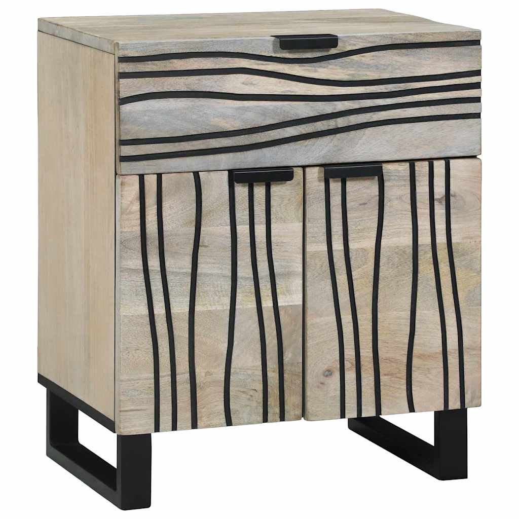 Walplus 1 Drawer Wood Bedside Cabinet 2 Door - White - 50 x 33 x 60 cm
