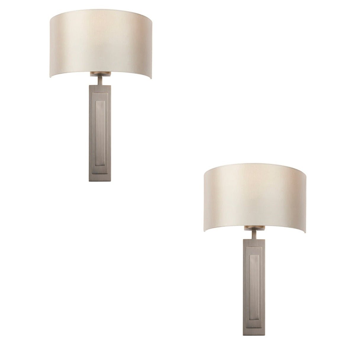 Loops Direct Pack of 2 Steel and Fabric Wall Light - Brushed Bronze and Mink
