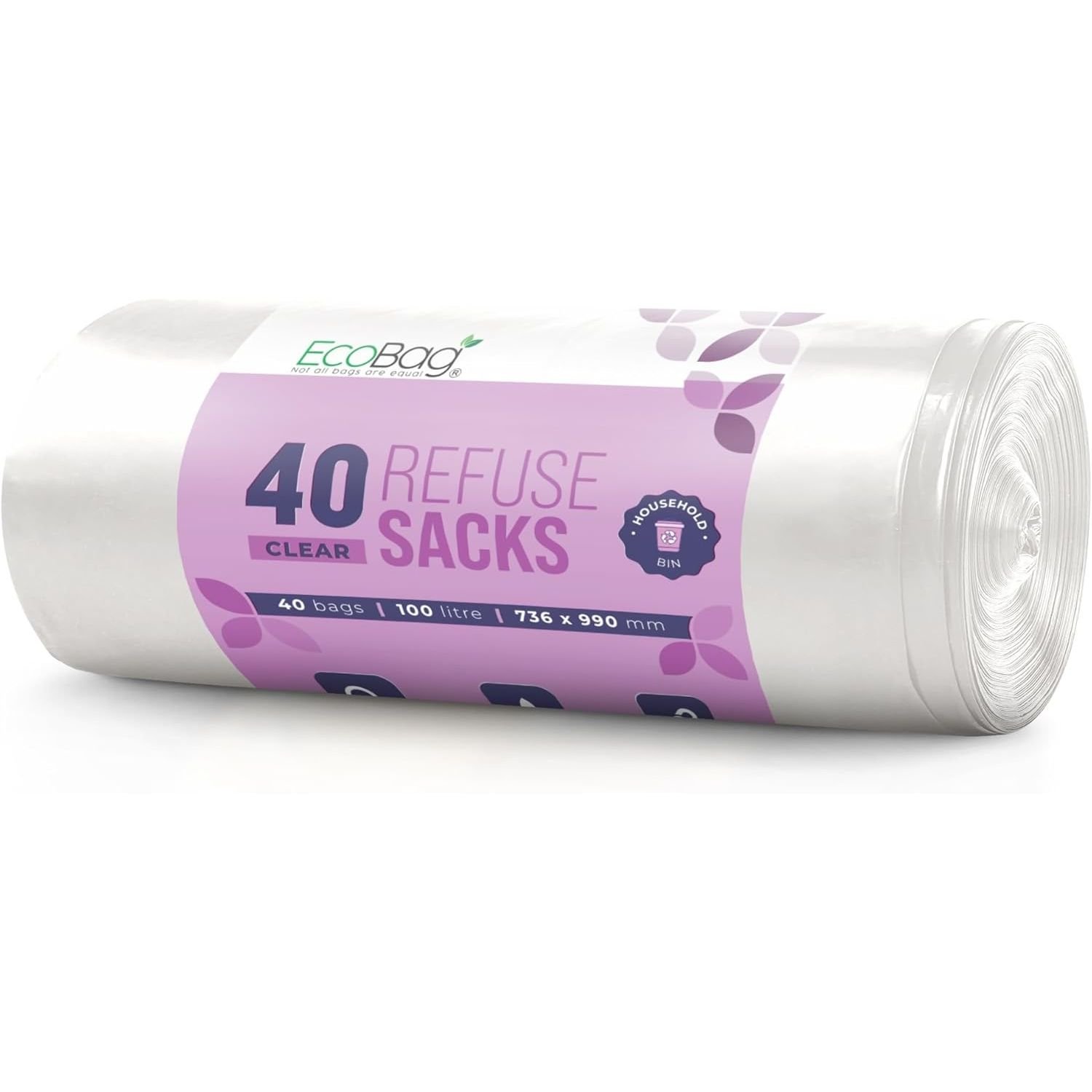 EcoBag 100L Heavy Duty 22 Micron Bin Liners - Pack of 40